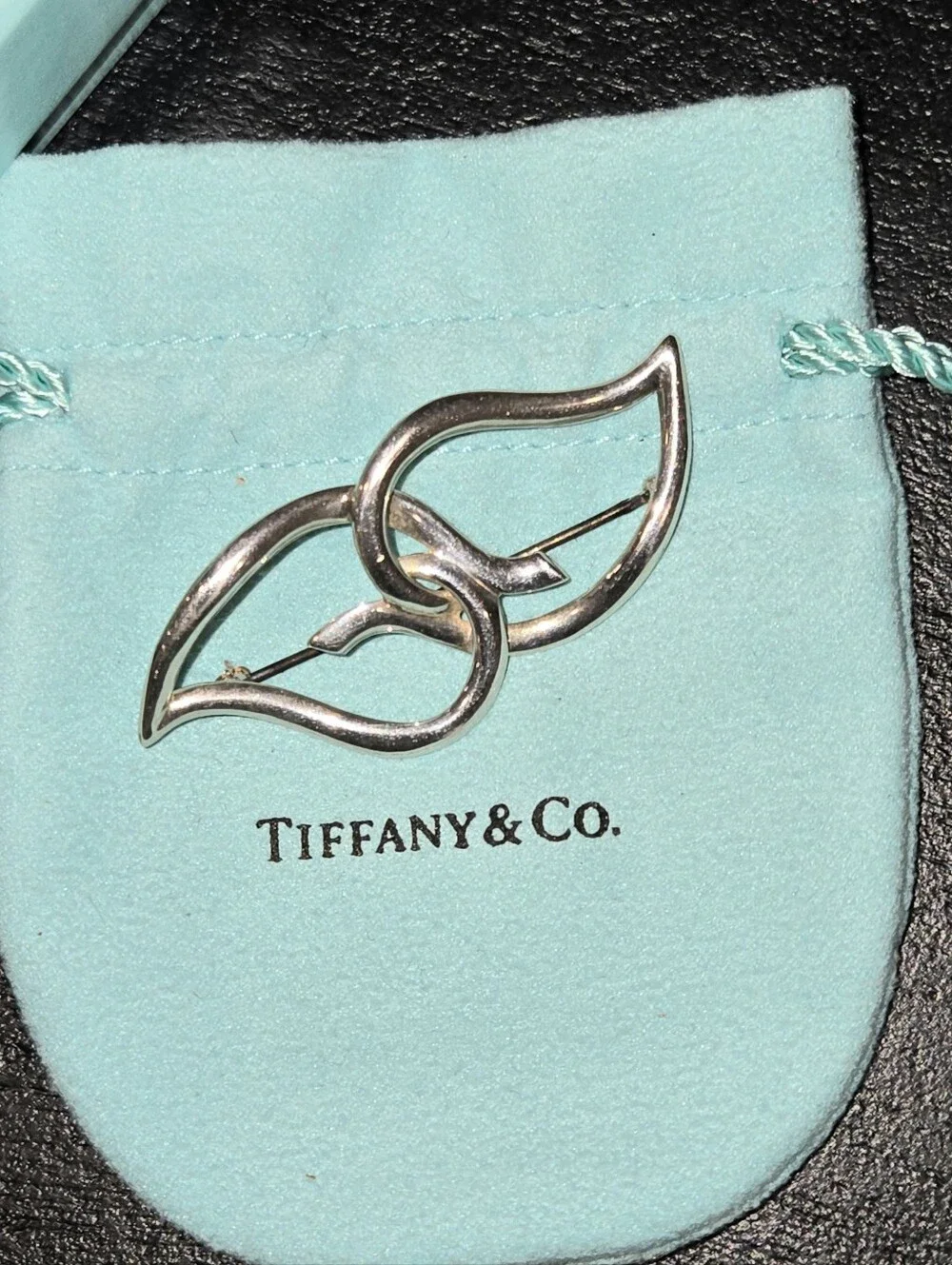 #160 - Tiffany & Co. Double Leaf Brooch, Sterling Silver 925